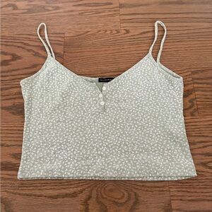 Brandy Melville green and white tank